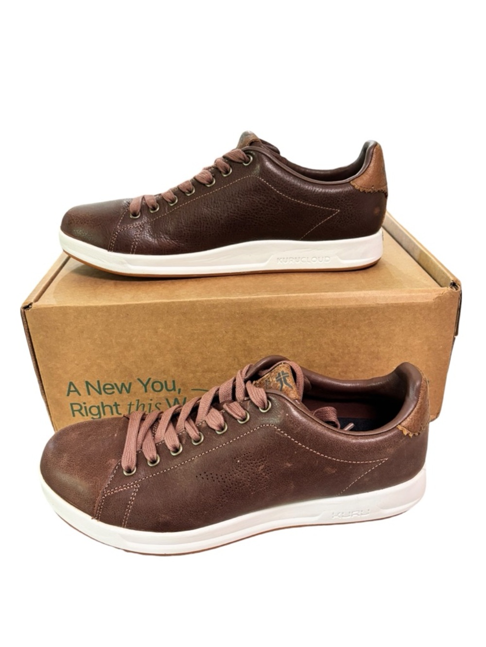 KURU Roam Shoes Mens Sz 11 Clove Brown Leather Comfort Walking Sneakers TRIED ON